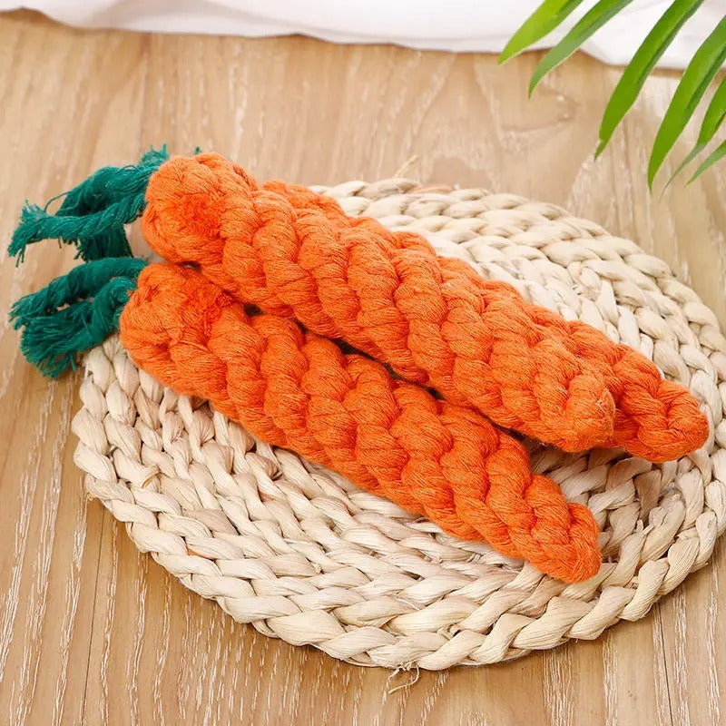 PawMotion Carrot Rope Chew Toy