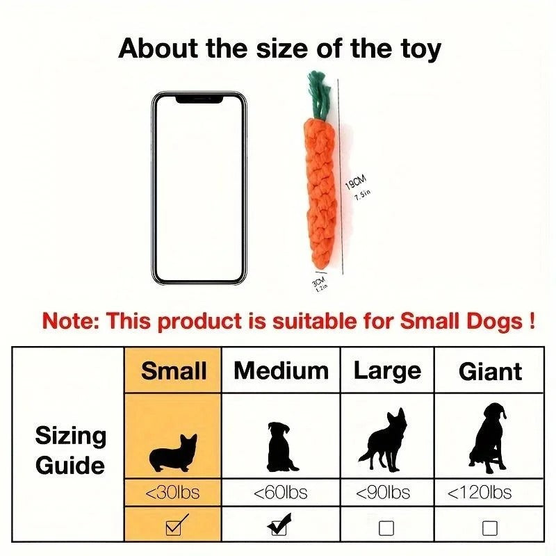 PawMotion Carrot Rope Chew Toy