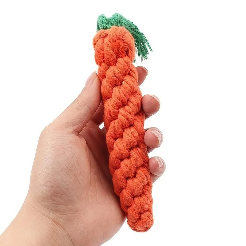 PawMotion Carrot Rope Chew Toy